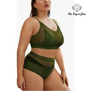 Floerns Fishnet High Waist Bikini Swimsuit Size 0XL